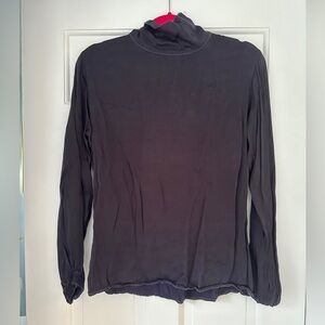 cloth & stone Navy Blue Turtleneck Blouse with Back Keyhole Opening, Size Small